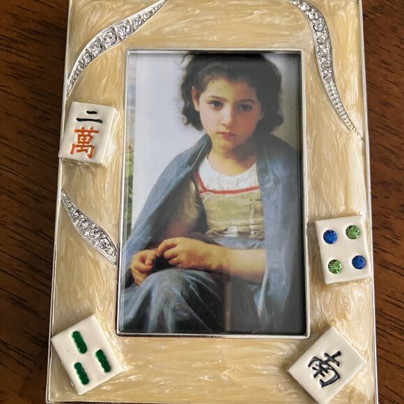 Mahjong-Inspired Rhinestone Photo Frame – Unique Design - Picture 2 of 3